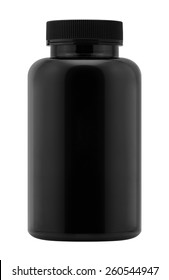 Black Plastic Bottle Isolated On White Background