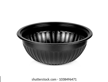 Black Plastic Bowl Isolated On White Background