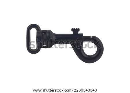 black plastic carabiner isolated from the background
