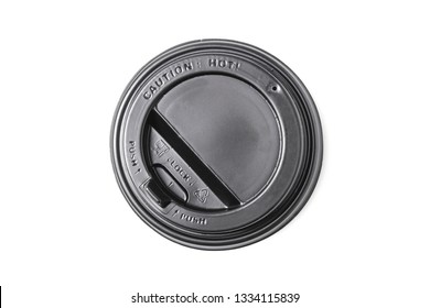 Black Plastic Coffee Cup Lid, Top View