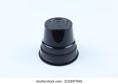 Black Plastic Cup On White Background