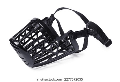 Black plastic dog muzzle isolated on white - Shutterstock ID 2277592035
