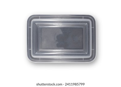 Black Plastic food container with cover isolated on white background