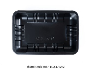 Black Plastic Food Container On White Background