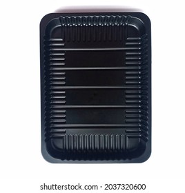 Black Plastic Food Container On White Background