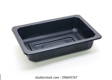 Black Plastic Food Container On White Background