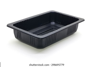 Black Plastic Food Container On White Background