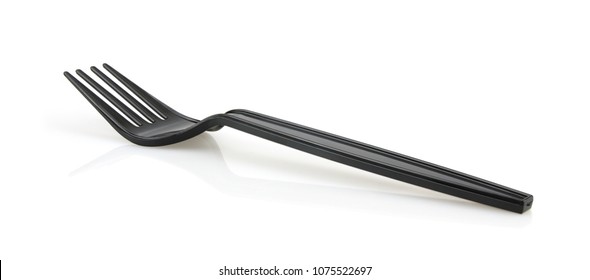 Black Plastic Fork Isolated On White Background.