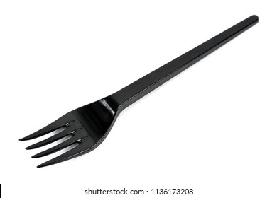 Black Plastic Fork Isolated On White Background