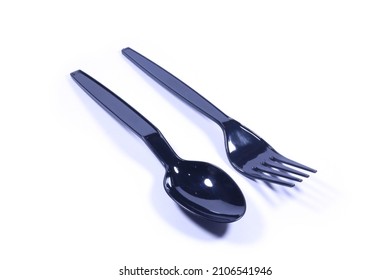 Black Plastic Fork On Isolated