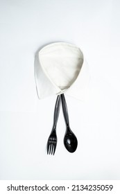 Black Plastic Fork And Spoon, Used As A Tie On A White Shirt Collar.
Restaurant Wall Art Photography