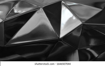 black plastic geometry shape background and texture