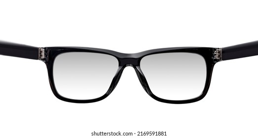 Black Plastic Glasses Isolated On White Background, Point Of View Shot