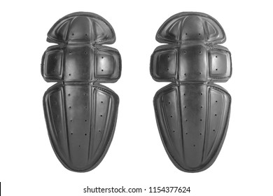 black plastic knee protector, kneepads, guard protectors, safety for protection body isolated in white background.