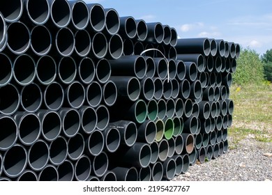 Black Plastic Pipes. Pipeline Construction