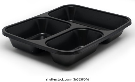 A Black Plastic Tray In Isolated Background