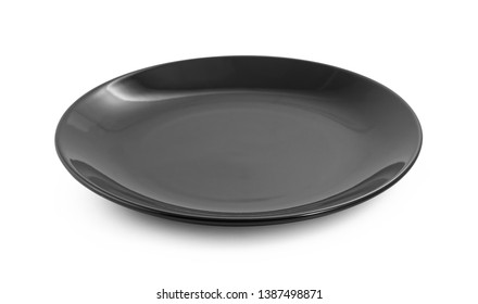 Black Plate Isolated On White Background.