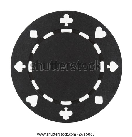 A black poker chip isolated on a white background
