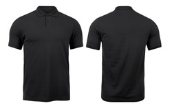 Black polo t-shirt mock up, front and back view, isolated. Male model ...