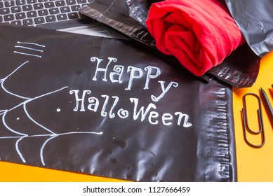 Black polythene envelope, Happy Halloween concept - Powered by Shutterstock