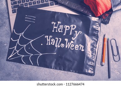 Black polythene envelope, Happy Halloween concept - Powered by Shutterstock