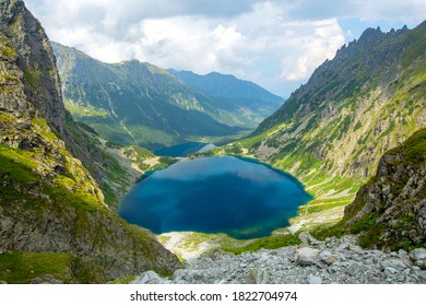 Black pond under Rysy mountain in Tatra mountains, Poland