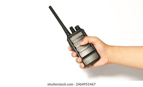 Black portable radio ht or walkie talkie in a white background - Powered by Shutterstock