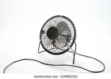 Black Portable Table Fan Isolated On White Background