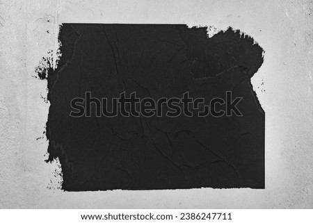 Black poster on a white background.