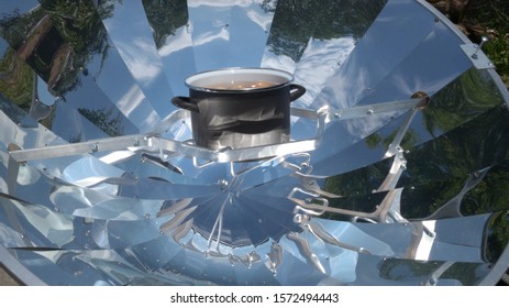 Black Pot With Eggs In Solar Cooker, Gauting, Bavaria, Germany, Europe