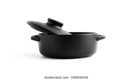 Black pot isolated on white background. High quality photo