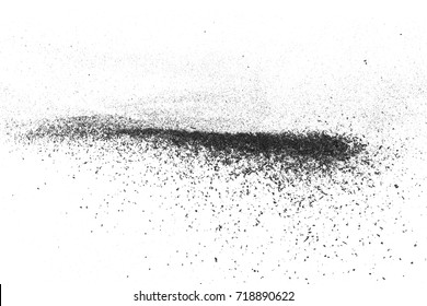 Black Powder Coal Dust, Isolated On White Background