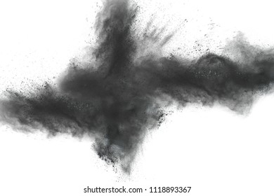 Black Powder Explosion Against White Background Stock Photo (edit Now 