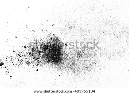 Black powder isolated on white background