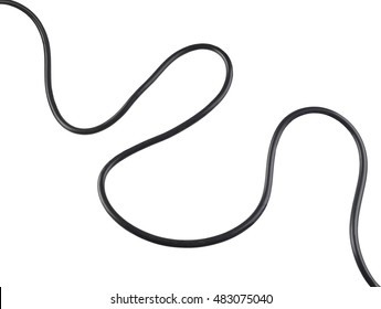 Black power cable line isolated on white background and have clipping paths.