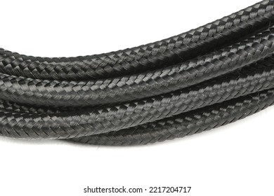 Black power cable socket isolated on white background. High resolution photo. Full depth of field.