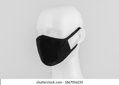 Black Protective Fabric Face Mask On A Mannequin