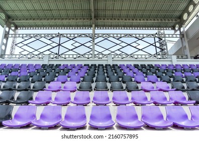 Black And Purple Seat On Stadium No People Copy Space