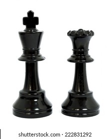 Black Queen And King Chess Isolated White Background