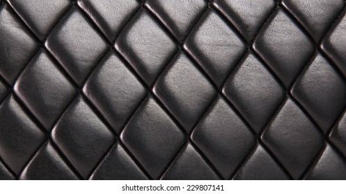 Black Quilted  Natural Leather Background