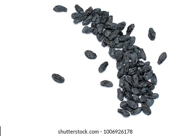 Black Raisins On White Background