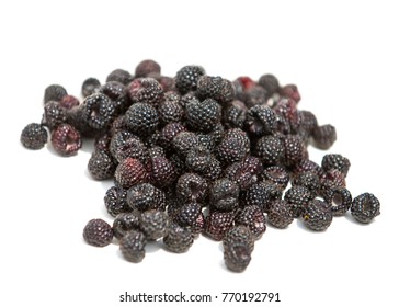 Black raspberries. Black raspberry blackberry isolated on white background as package design element. Sort Cumberland