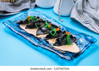 Black Ravioli With Crab