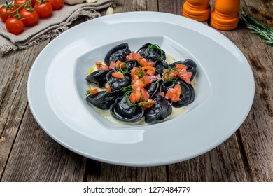 Black Ravioli With Crab