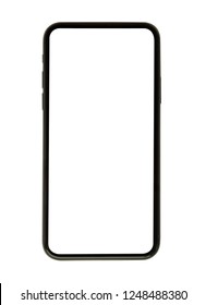 Black realistic mobile smartphone with blank screen, isolated on white background iphonex iphone