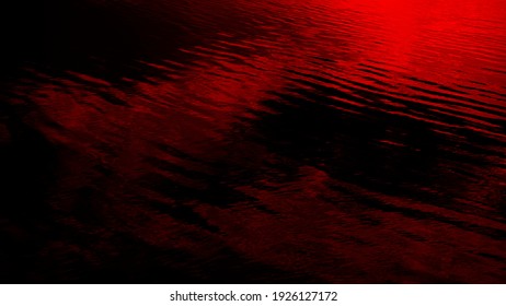 Black Red Abstract Background. Reflection Of Light In Calm Water. Blood Red Sunset. Colorful Modern Background With Copy Space For Design. Web Banner. Nightmare, Mysterious, Frightening, Dramatic,war.