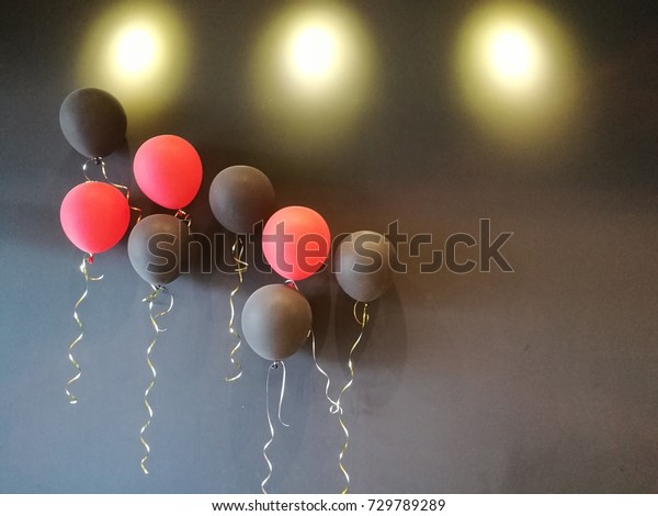 Black Red Balloon Ribbon On Black Backgrounds Textures Holidays