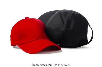 Black and Red Baseball Caps on White Background - Powered by Shutterstock