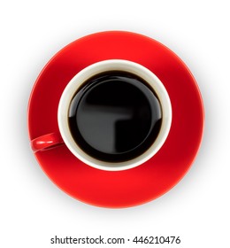 Black And Red Coffee Cup Isolated From Top