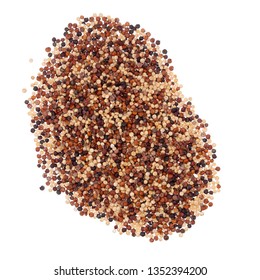 Black, Red And White Aka Rainbow Quinoa Isolated On White. Overhead View.